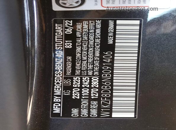 W1KZF8DB6NB091406 2022 MERCEDES-BENZ E Gray Vista del compartimento del motor