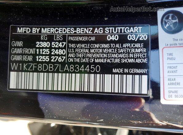 W1KZF8DB7LA834450 2020 MERCEDES-BENZ E Черный Вид подкапотного пространства