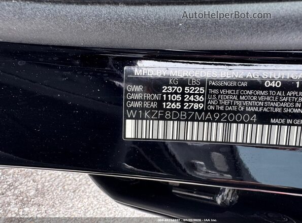 W1KZF8DB7MA920004 2021 MERCEDES-BENZ E-CLASS Black Vista del compartimento del motor