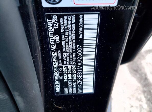 W1KZF8EB1MA926007 2021 MERCEDES-BENZ E Black Вид підкапотного простору