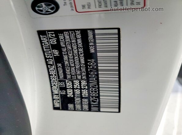 W1KZF8EB2MA967584 2021 MERCEDES-BENZ E White Widok komory silnika