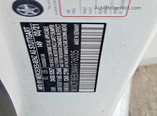 W1KZF8EB3MA976035 2021 MERCEDES-BENZ E Белый Вид подкапотного пространства