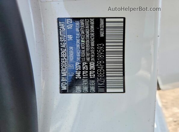 W1KZF8EB4PB189593 2023 MERCEDES-BENZ E White Вид наклейки з VIN-кодом