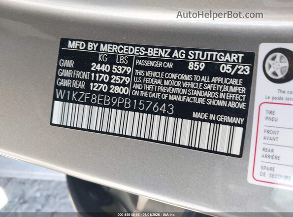 W1KZF8EB9PB157643 2023 MERCEDES-BENZ E-CLASS Silver Vista del compartimento del motor
