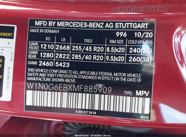 W1N0G6EBXMF885909 2021 MERCEDES-BENZ AMG GLC 43 Red Շարժիչի բաժամունքի տեսք