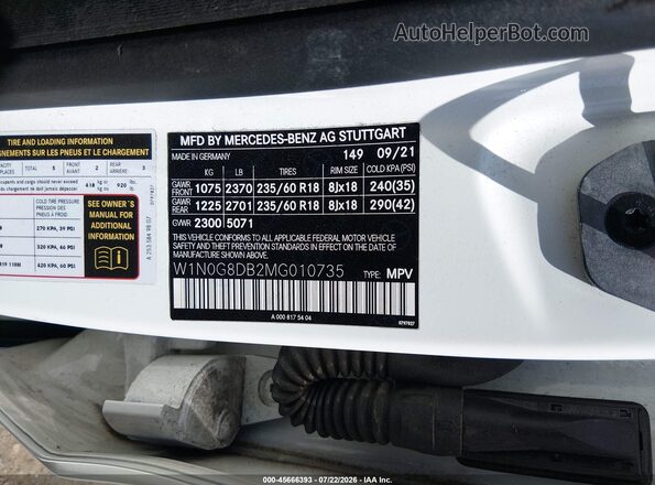 W1N0G8DB2MG010735 2021 MERCEDES-BENZ GLC 300 White Widok komory silnika