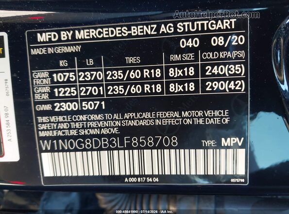 W1N0G8DB3LF858708 2020 MERCEDES-BENZ GLC 300 Black ძრავის განყოფილების ხედი