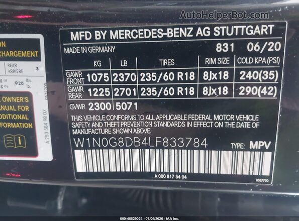 W1N0G8DB4LF833784 2020 MERCEDES-BENZ GLC 300 Gray Вид підкапотного простору