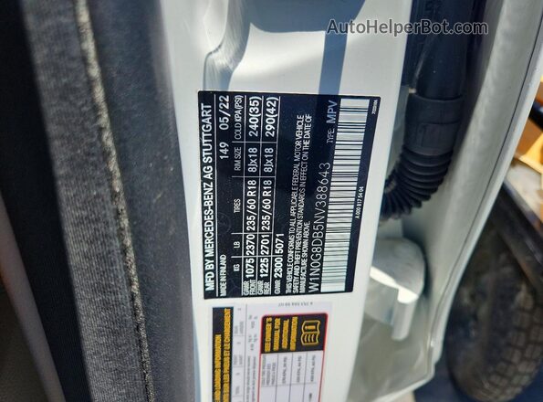 W1N0G8DB5NV388643 2022 MERCEDES-BENZ GLC-CLASS White Widok wnętrza 360 stopni