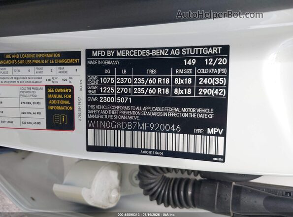 W1N0G8DB7MF920046 2021 MERCEDES-BENZ GLC 300 White Engine compartment view