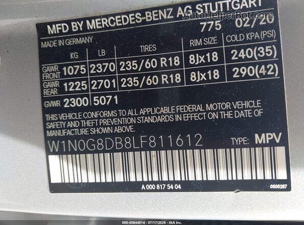 W1N0G8DB8LF811612 2020 MERCEDES-BENZ GLC 300 Silver Widok komory silnika