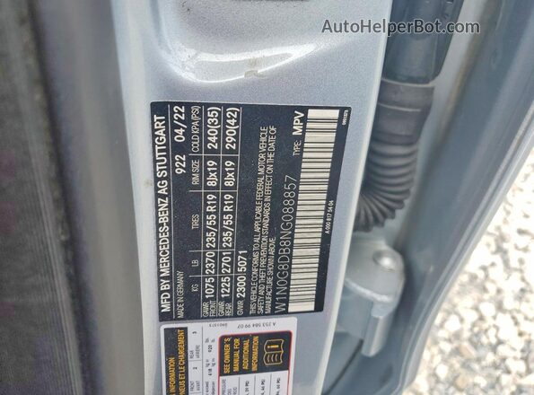 W1N0G8DB8NG088857 2022 MERCEDES-BENZ GLC-CLASS Silver VIN კოდის სტიკერის ხედი