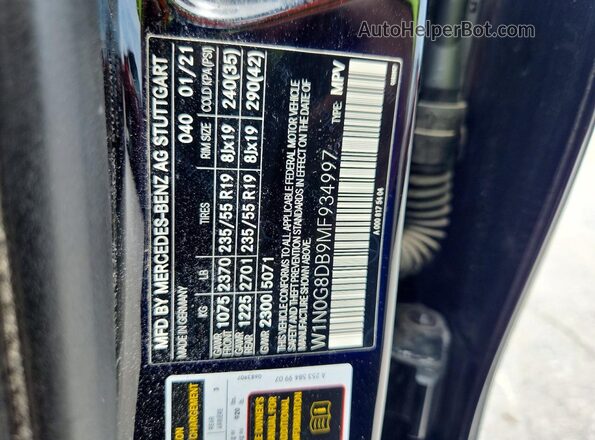 W1N0G8DB9MF934997 2021 MERCEDES-BENZ GLC-CLASS Black VIN sticker view