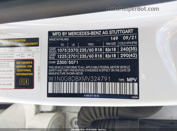 W1N0G8DBXMV324791 2021 MERCEDES-BENZ GLC 300 White Widok komory silnika