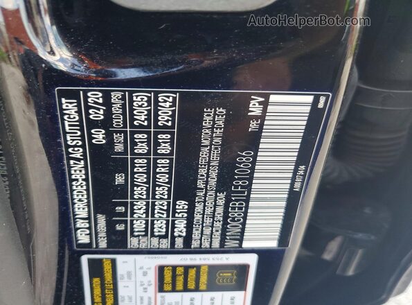 W1N0G8EB1LF810686 2020 MERCEDES-BENZ GLC-CLASS Black Вид наклейки з VIN-кодом