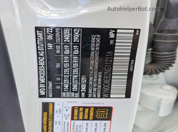 W1N0G8EB2NG112116 2022 MERCEDES-BENZ GLC-CLASS White Vista interior de 360 grados