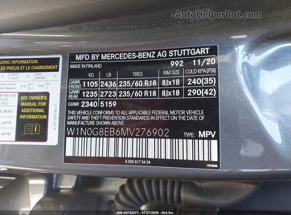 W1N0G8EB6MV276902 2021 MERCEDES-BENZ GLC 300 Gray Շարժիչի բաժամունքի տեսք