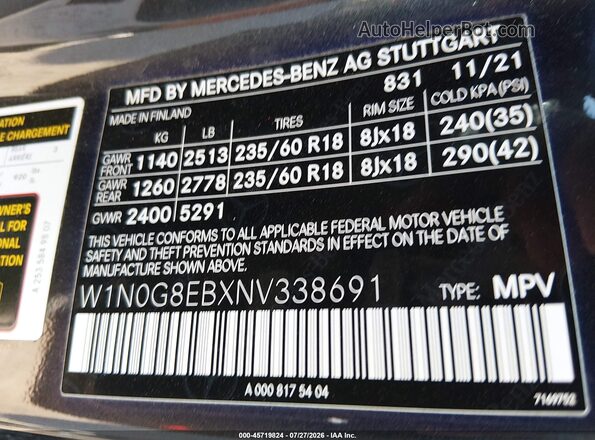 W1N0G8EBXNV338691 2022 MERCEDES-BENZ GLC 300 Black ძრავის განყოფილების ხედი