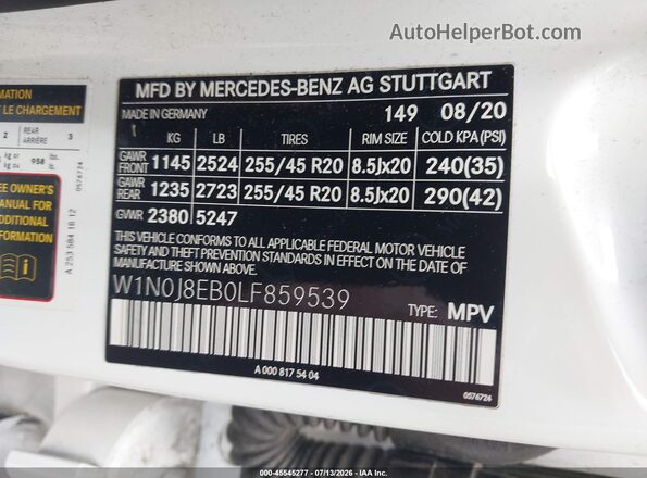 W1N0J8EB0LF859539 2020 MERCEDES-BENZ GLC 300 COUPE Белый Вид подкапотного пространства
