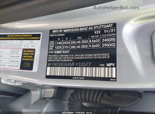 W1N0J8EB4MF933577 2021 MERCEDES-BENZ GLC 300 COUPE Silver ძრავის განყოფილების ხედი