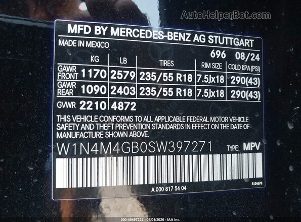 W1N4M4GB0SW397271 2025 MERCEDES-BENZ GLB-CLASS Black Vista del compartimento del motor