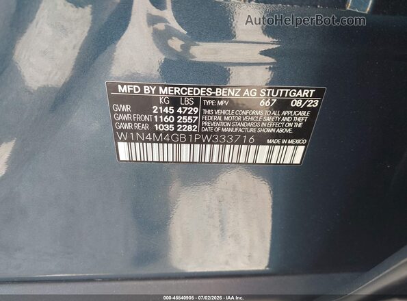 W1N4M4GB1PW333716 2023 MERCEDES-BENZ GLB-CLASS Dark Blue Vista del compartimento del motor