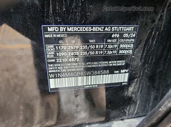 W1N4M4GB8SW384588 2025 MERCEDES-BENZ GLB-CLASS Черный Вид наклейки с VIN-кодом