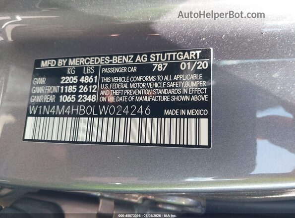 W1N4M4HB0LW024246 2020 MERCEDES-BENZ GLB-CLASS Gray Շարժիչի բաժամունքի տեսք