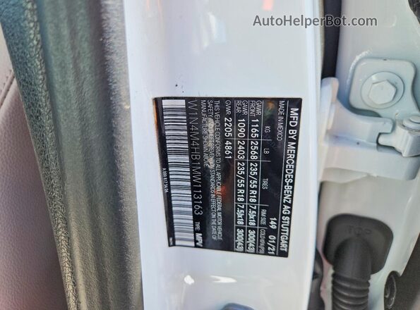 W1N4M4HB1MW113163 2021 MERCEDES-BENZ GLB-CLASS White Սալոնի 360 աստիճան տեսք