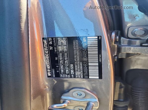 W1N4M4HB2LW044854 2020 MERCEDES-BENZ GLB-CLASS Gray VIN կոդի պիտակի տեսք