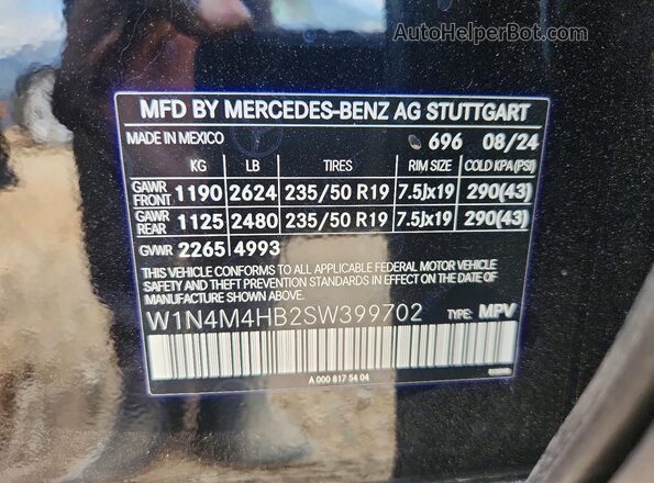 W1N4M4HB2SW399702 2025 MERCEDES-BENZ GLB-CLASS Black Vista de la etiqueta del VIN