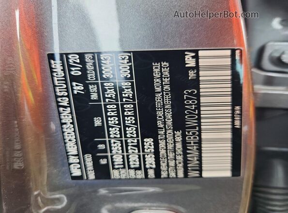 W1N4M4HB5LW024873 2020 MERCEDES-BENZ GLB-CLASS Gray Vista de la etiqueta del VIN