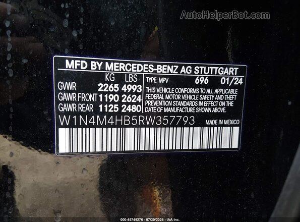 W1N4M4HB5RW357793 2024 MERCEDES-BENZ GLB-CLASS Black Engine compartment view