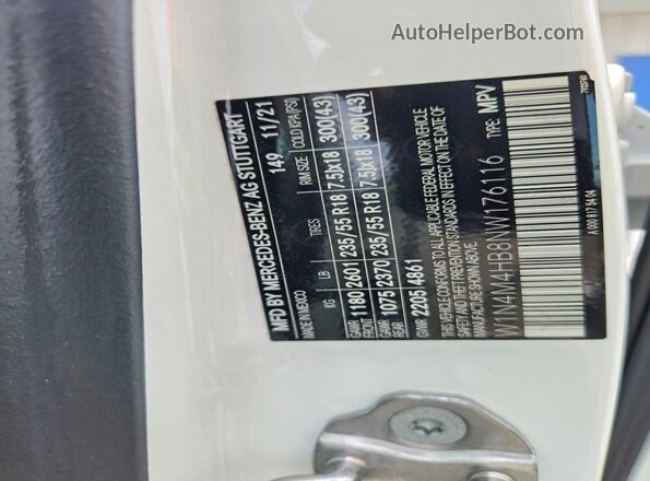 W1N4M4HB8NW176116 2022 MERCEDES-BENZ GLB-CLASS White VIN sticker view