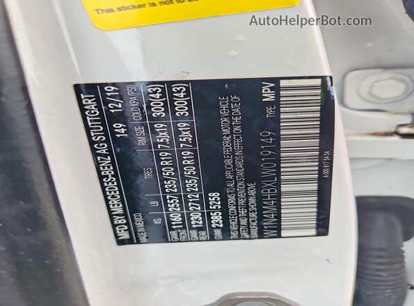 W1N4M4HBXLW019149 2020 MERCEDES-BENZ GLB-CLASS White Շարժիչի բաժամունքի տեսք