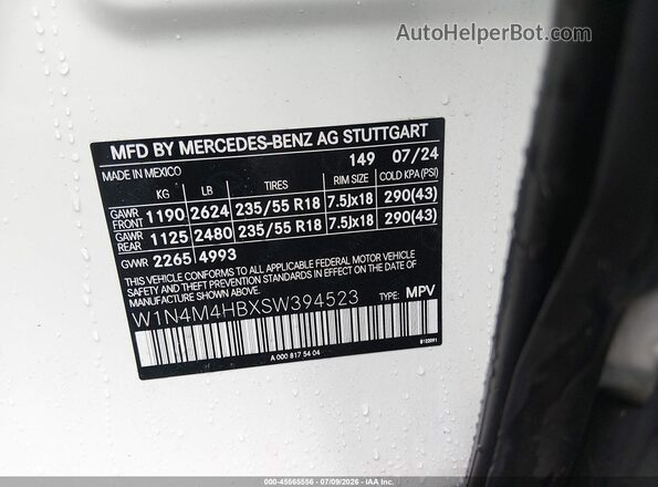 W1N4M4HBXSW394523 2025 MERCEDES-BENZ GLB-CLASS White ძრავის განყოფილების ხედი