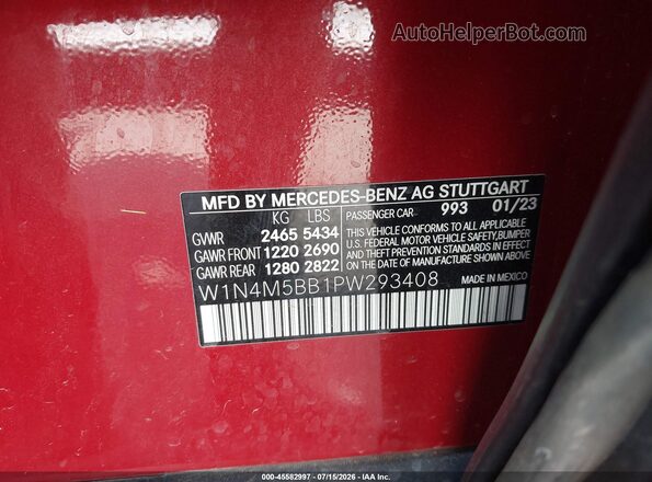 W1N4M5BB1PW293408 2023 MERCEDES-BENZ AMG GLB 35 Красный Вид подкапотного пространства