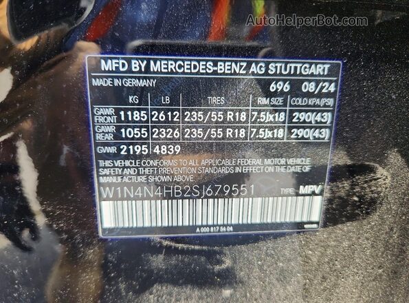 W1N4N4HB2SJ679551 2025 MERCEDES-BENZ GLA Черный Вид наклейки с VIN-кодом