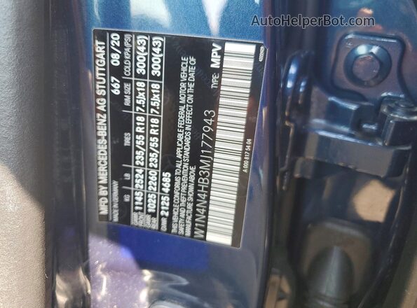 W1N4N4HB3MJ177943 2021 MERCEDES-BENZ GLA Blue VIN sticker view
