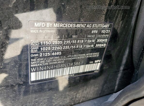 W1N4N4HB8NJ343861 2022 MERCEDES-BENZ GLA Black Vista de la etiqueta del VIN