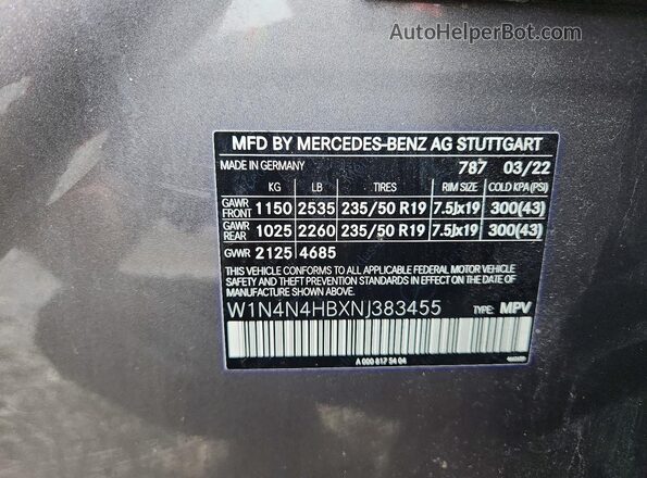 W1N4N4HBXNJ383455 2022 MERCEDES-BENZ GLA Gray VIN sticker view
