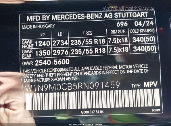 W1N9M0CB5RN091459 2024 MERCEDES-BENZ EQB 250 SUV Black Engine compartment view