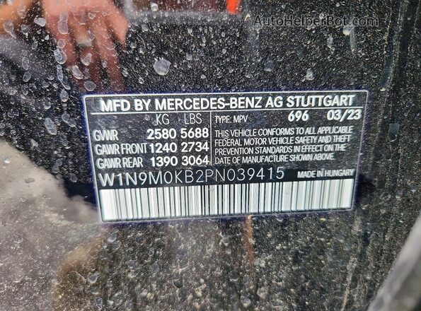 W1N9M0KB2PN039415 2023 MERCEDES-BENZ EQB Black VIN კოდის სტიკერის ხედი