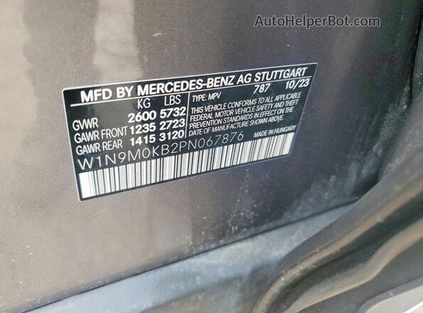 W1N9M0KB2PN067876 2023 MERCEDES-BENZ EQB Gray Widok naklejki z numerem VIN
