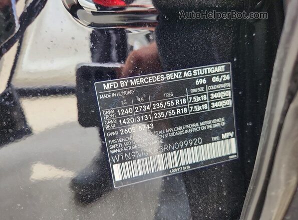 W1N9M0KB3RN099920 2024 MERCEDES-BENZ EQB Black Widok naklejki z numerem VIN