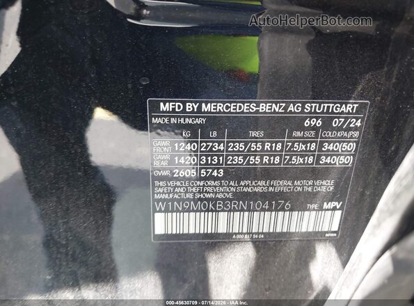 W1N9M0KB3RN104176 2024 MERCEDES-BENZ EQB 300 SUV Черный Вид подкапотного пространства