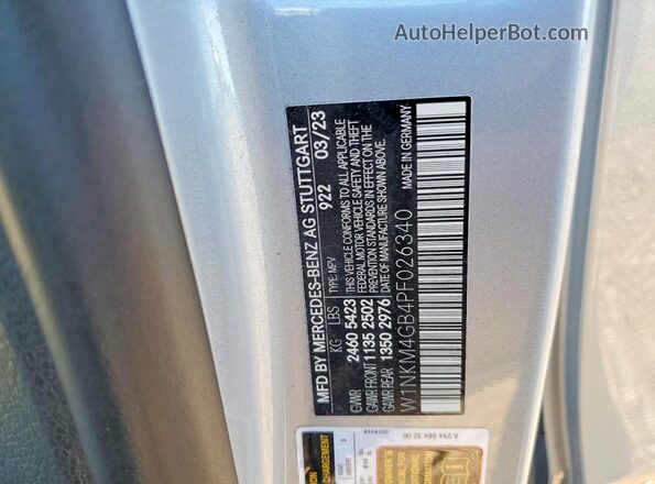 W1NKM4GB4PF026340 2023 MERCEDES-BENZ GLC-CLASS Silver Widok naklejki z numerem VIN