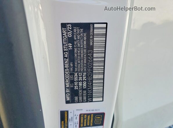 W1NKM4HB2PF026643 2023 MERCEDES-BENZ GLC-CLASS White Вид наклейки з VIN-кодом