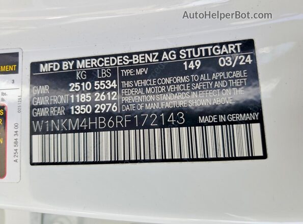 W1NKM4HB6RF172143 2024 MERCEDES-BENZ GLC-CLASS Белый Панорамный вид салона 360°