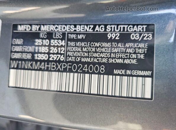 W1NKM4HBXPF024008 2023 MERCEDES-BENZ GLC-CLASS Gray VIN sticker view